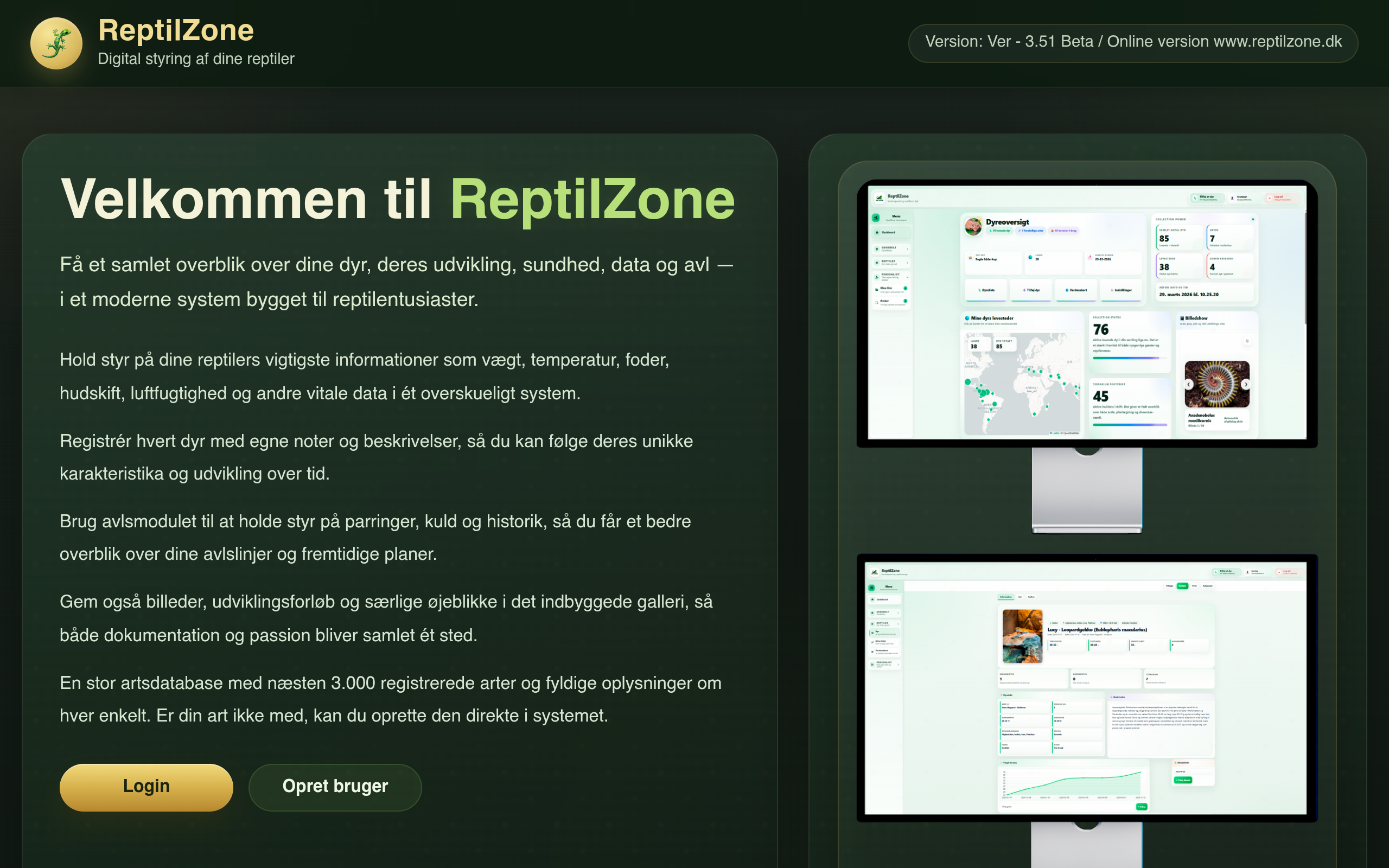 Screendump af Reptilzone